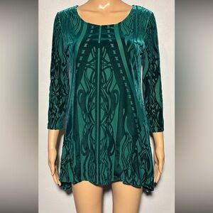 Vintage Style & Co Women's Blouse Size PM Velvet Sheer Pullover 3/4 Sleeve Lined